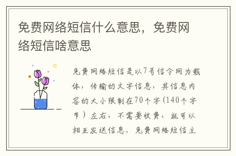 免费网络短信什么意思，免费网络短信啥意思
