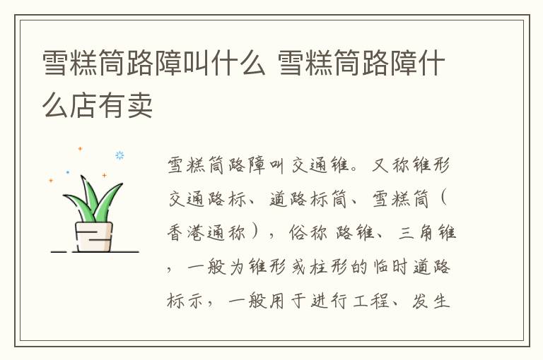 雪糕筒路障叫什么 雪糕筒路障什么店有卖