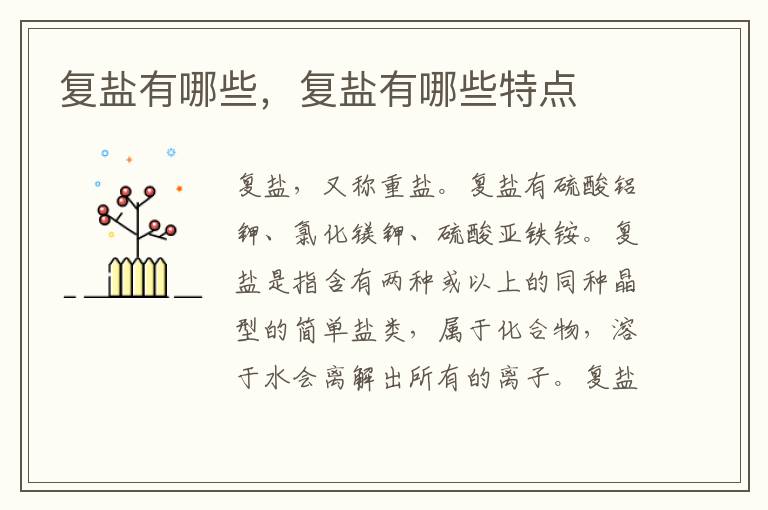 复盐有哪些，复盐有哪些特点