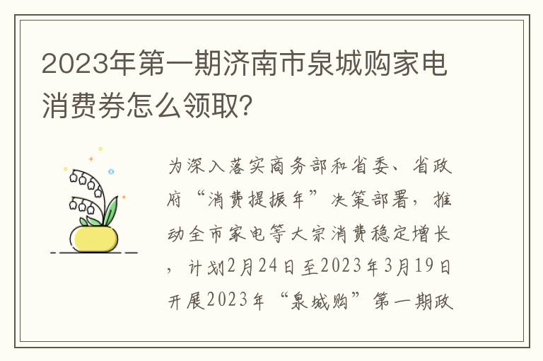 2023年第一期济南市泉城购家电消费券怎么领取？