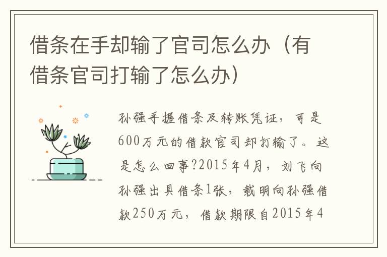 借条在手却输了官司怎么办（有借条官司打输了怎么办）