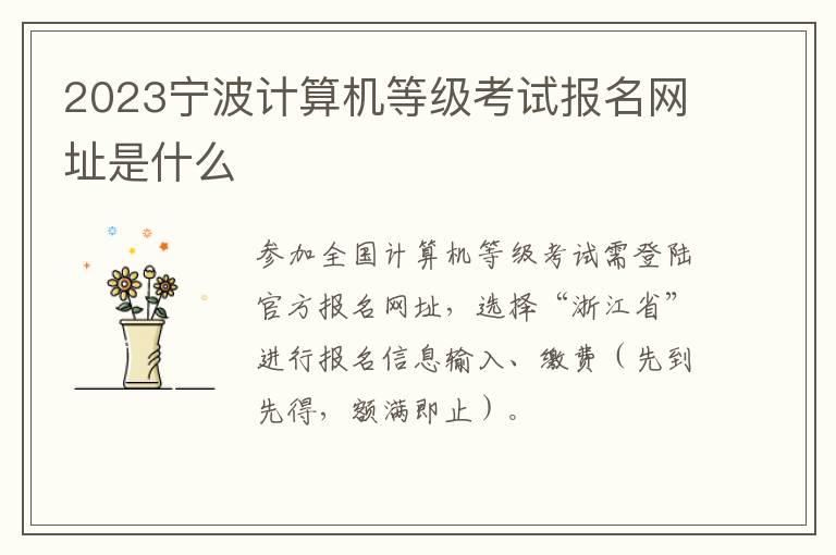 2023宁波计算机等级考试报名网址是什么