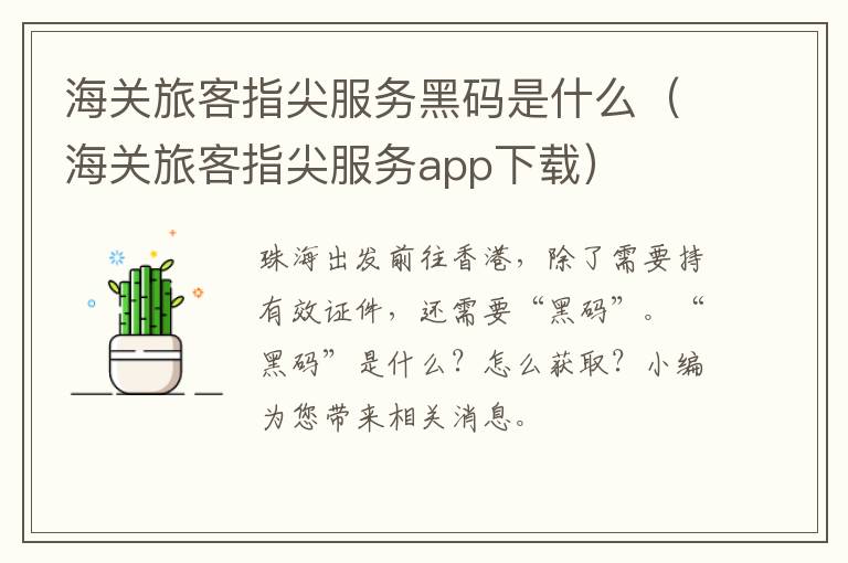 海关旅客指尖服务黑码是什么（海关旅客指尖服务app下载）