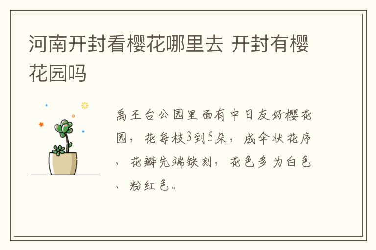 河南开封看樱花哪里去 开封有樱花园吗