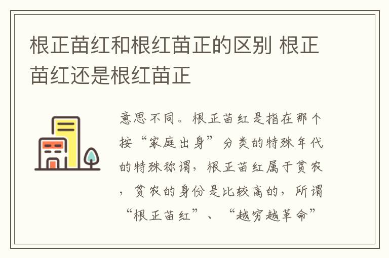 根正苗红和根红苗正的区别 根正苗红还是根红苗正