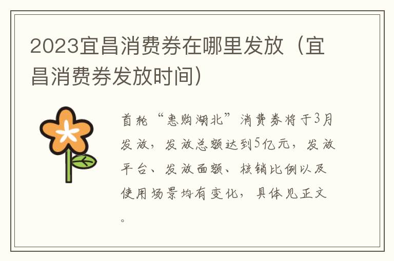 2023宜昌消费券在哪里发放（宜昌消费券发放时间）