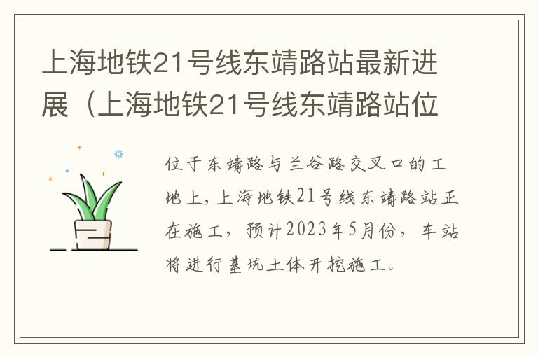 上海地铁21号线东靖路站最新进展（上海地铁21号线东靖路站位置在哪儿）