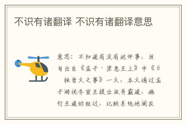 不识有诸翻译 不识有诸翻译意思