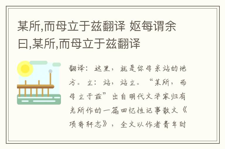 某所,而母立于兹翻译 妪每谓余曰,某所,而母立于兹翻译