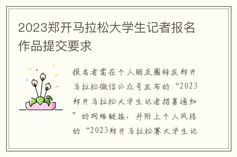 2023郑开马拉松大学生记者报名作品提交要求