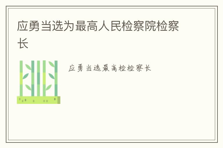 应勇当选为最高人民检察院检察长