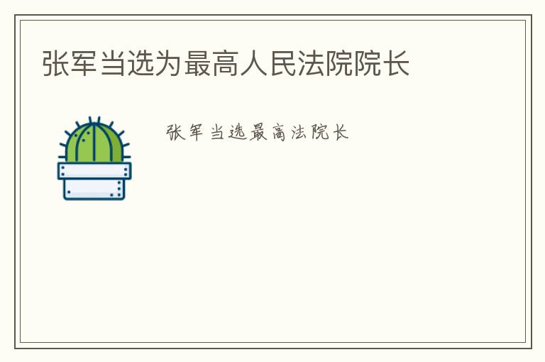 张军当选为最高人民法院院长
