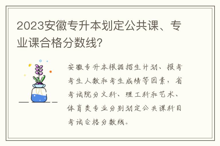 2023安徽专升本划定公共课、专业课合格分数线？