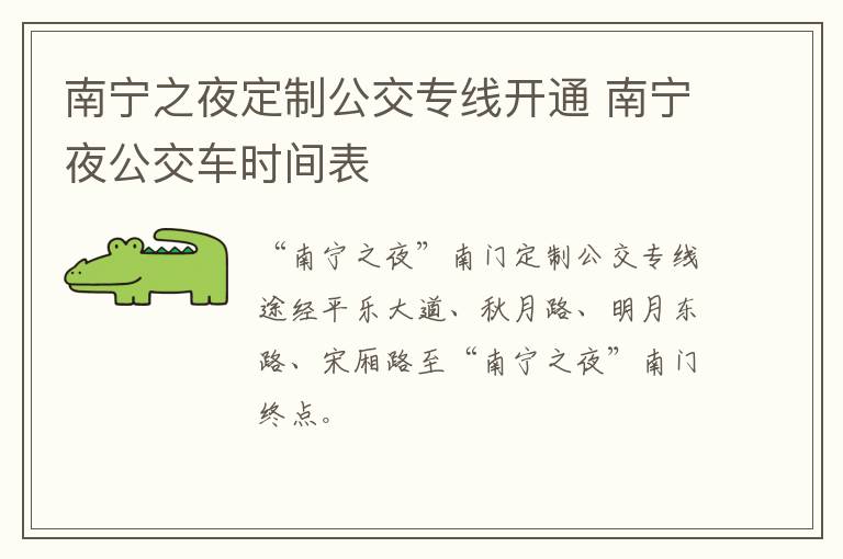 南宁之夜定制公交专线开通 南宁夜公交车时间表