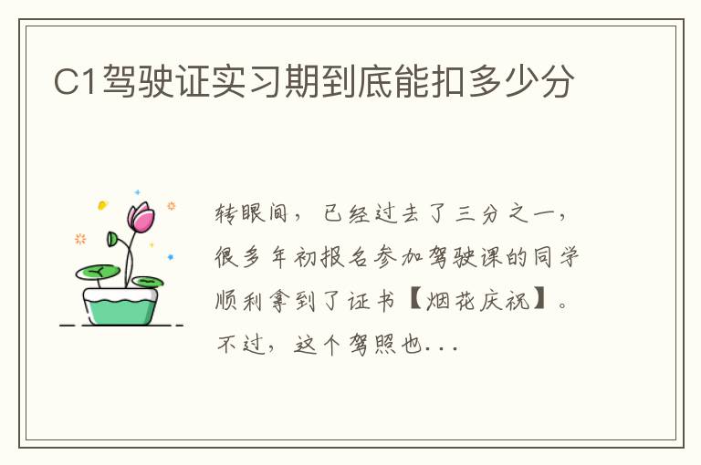 C1驾驶证实习期到底能扣多少分