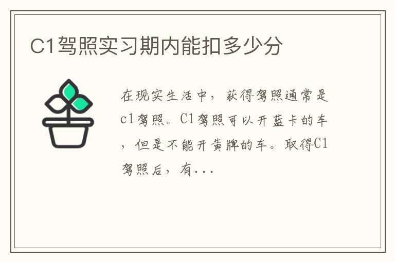 C1驾照实习期内能扣多少分