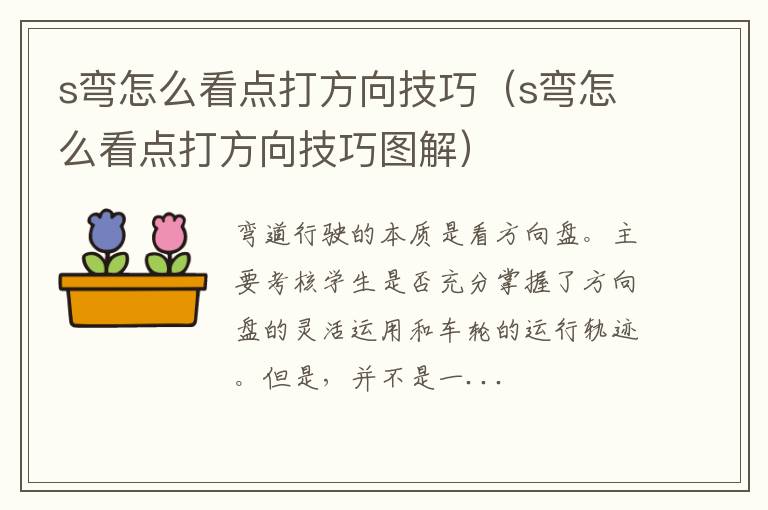 s弯怎么看点打方向技巧（s弯怎么看点打方向技巧图解）