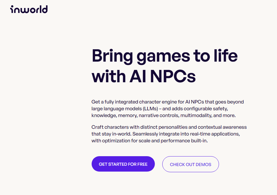生成式AI NPC角色开发平台inworld.ai获5000万美元融资