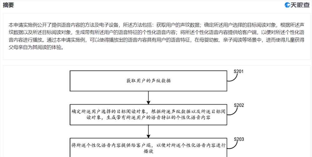 阿里专利可生成父母语音为孩子阅读
