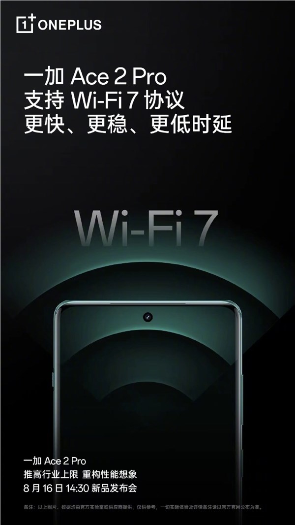 网速起飞！一加Ace 2 Pro支持Wi-Fi 7：自研游戏云计算专网加持
