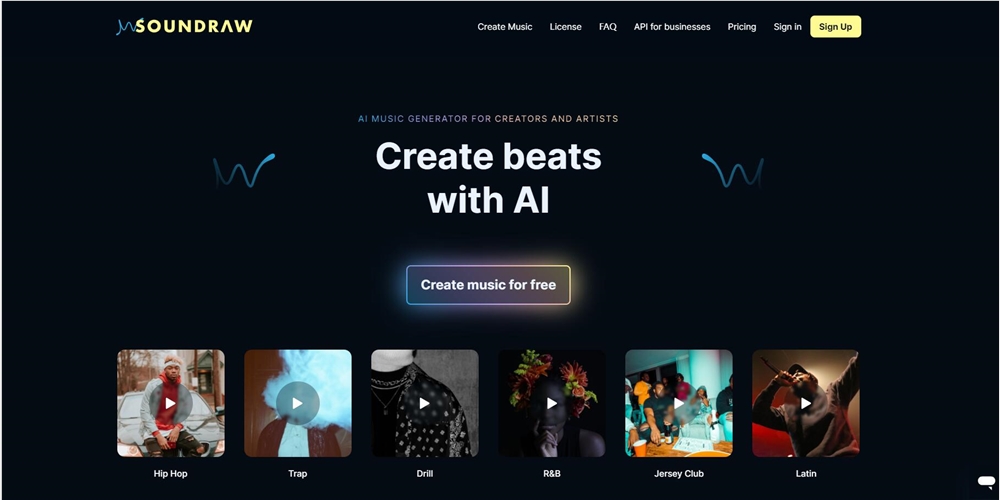 可商用的ai作曲软件Soundraw 支持多种风格，不限时长