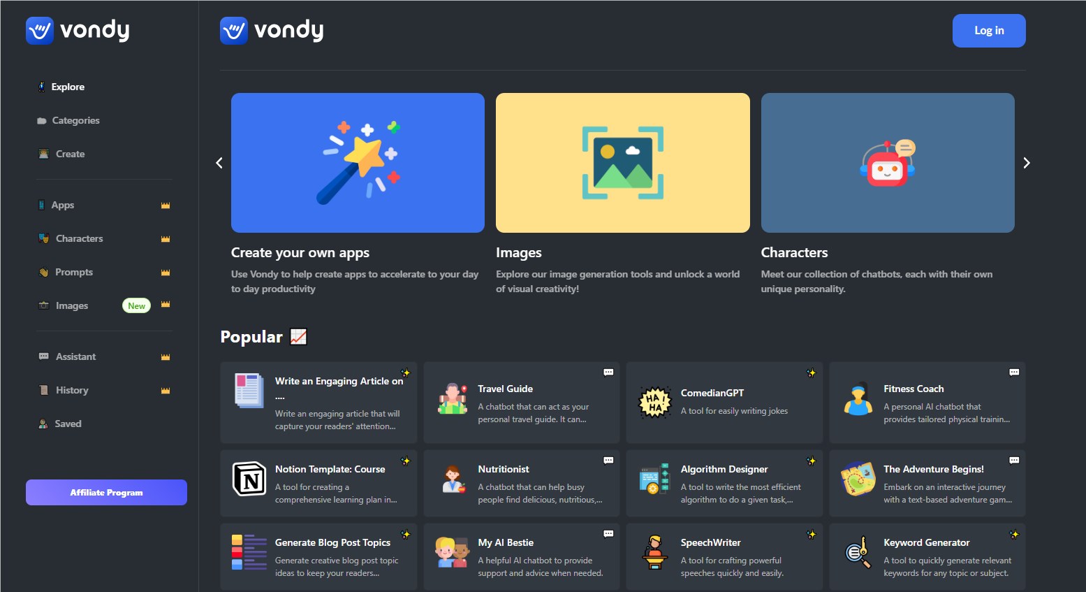 AI工具集Vondy：集合数百种AI 应用程序