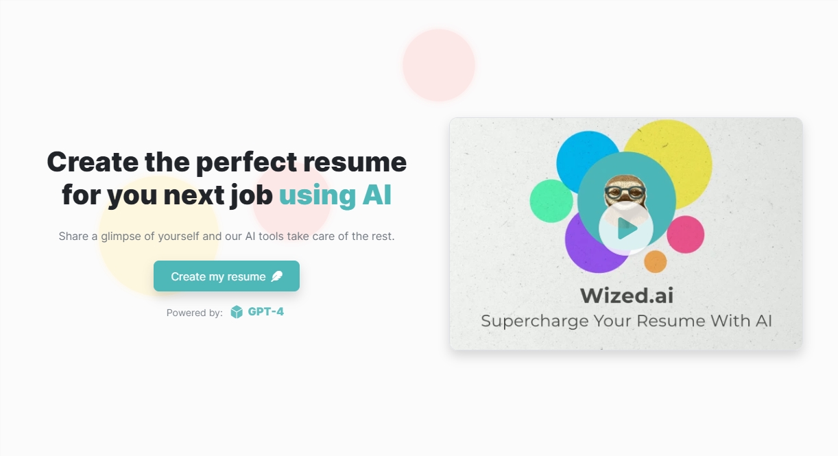 Wized.AI：使用GPT-4等先进AI技术,自动生成个性化简历