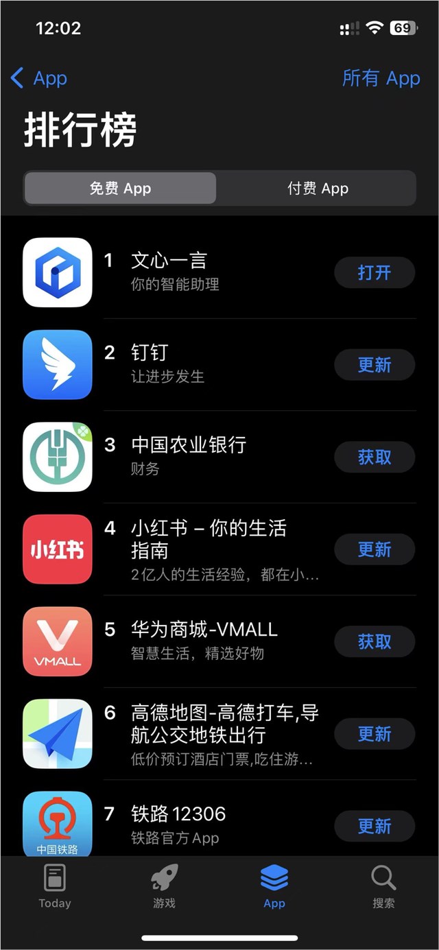 百度文心一言APP宣布对全社会开放后 登顶苹果Apple Store免费排行榜