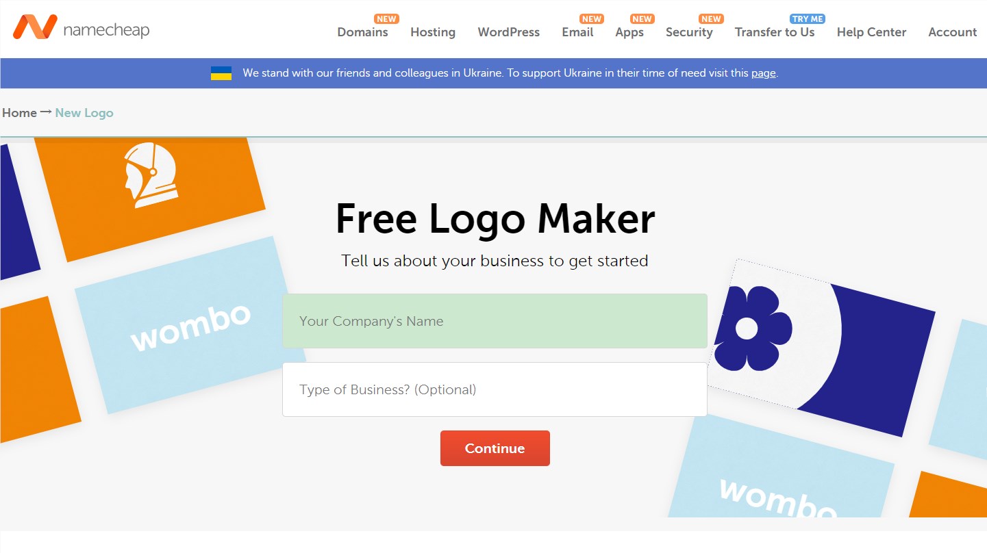 免费AI在线logo生成工具Namecheap 提供120种样式选择