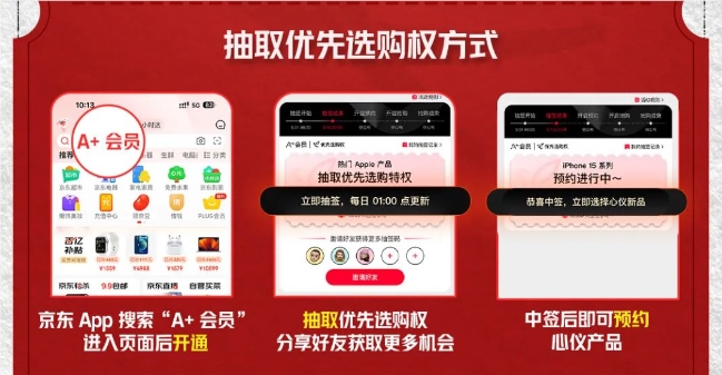 京东：A + 会员可提前抢苹果iPhone 15等新品
