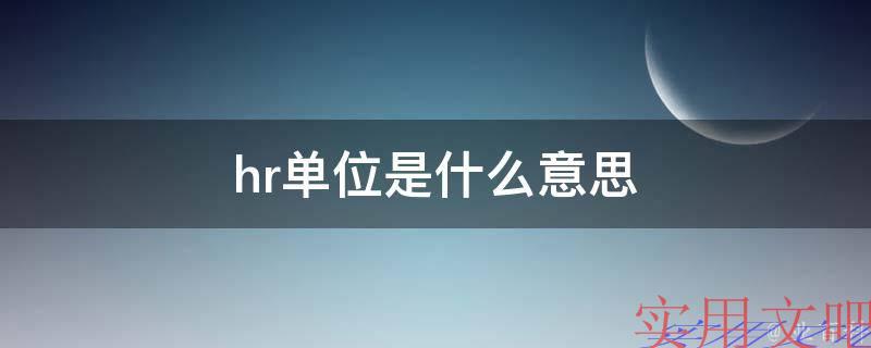 hr单位是什么意思