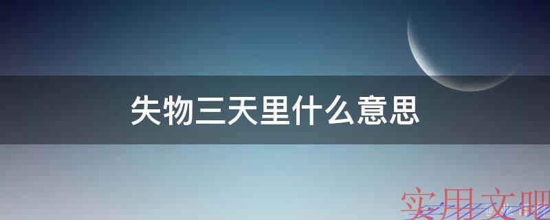失物三天里什么意思