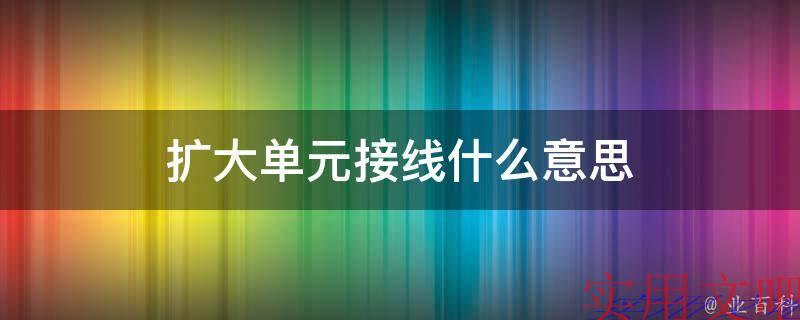 扩大单元接线什么意思