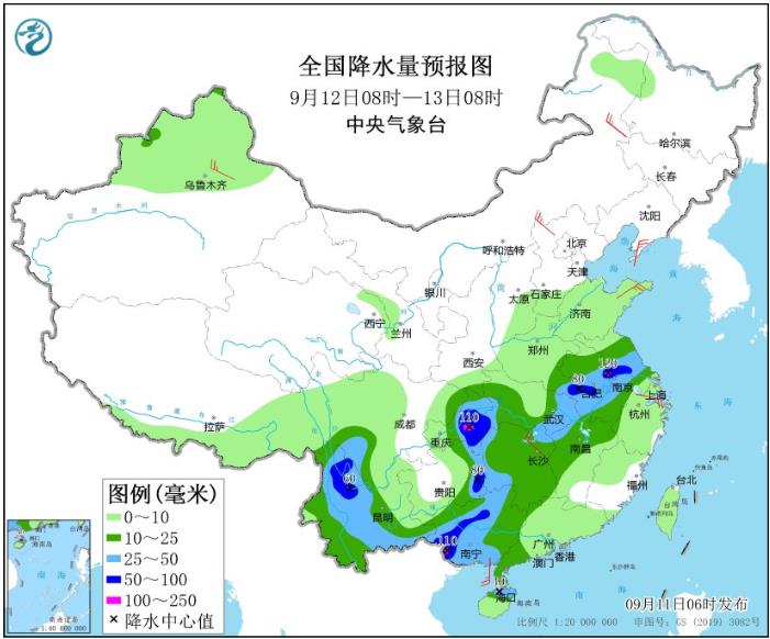 受“海葵”残余影响华南降雨持续 华西地区将迎新一轮降雨