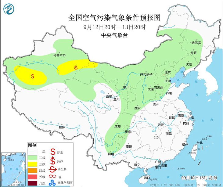 2023年9月13日环境气象预报：内蒙古甘肃等地浮尘天气