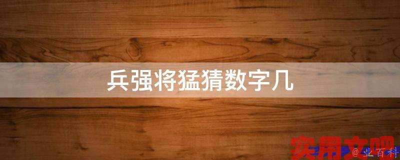 兵强将猛猜数字几
