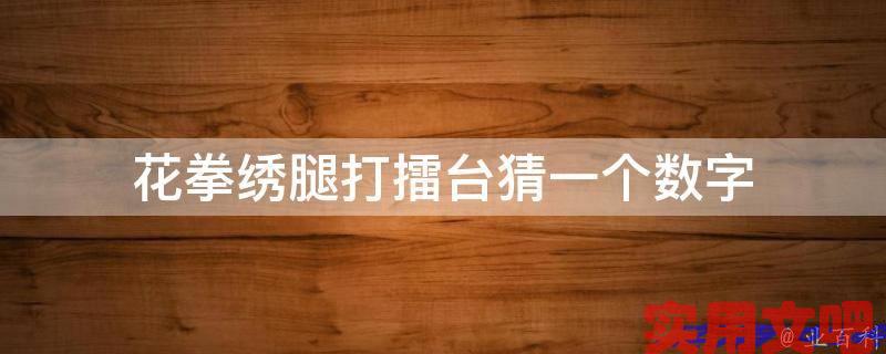 花拳绣腿打擂台猜一个数字