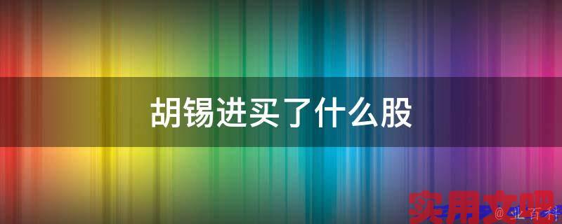 胡锡进买了什么股