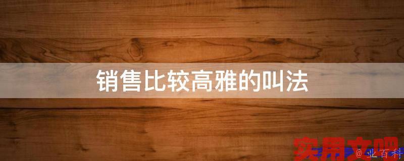 销售比较高雅的叫法