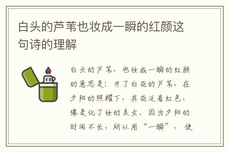 白头的芦苇也妆成一瞬的红颜这句诗的理解